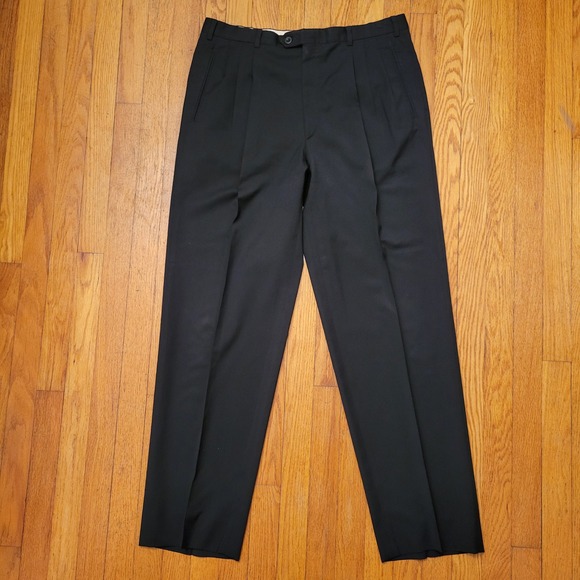 Brioni Sport Black Wool Pleated Dress Pants 36x32.5 Italy Preppy Business Classy - Picture 2 of 11